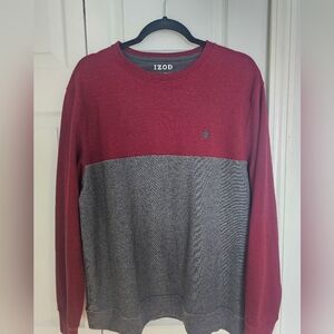 IZOD Men's Burgundy and Charcoal Crewneck Pullover
